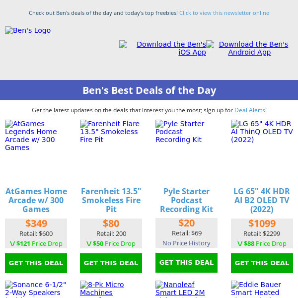 Ben's Best Deals: $349 Arcade (300 Games) - $17 Gillette Razors (12pk) - $20 Podcasting Kit  - $1099 LG OLED 65" TV