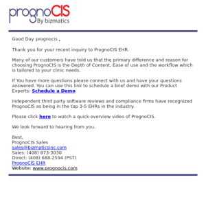 PrognoCIS EHR: Thank you for showing interest!