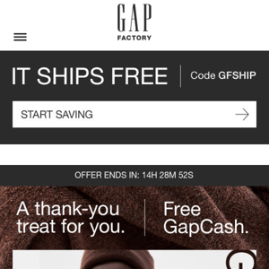 >>>> Last chance! Use your $20 of FREE GapCash on styles up to 75% off