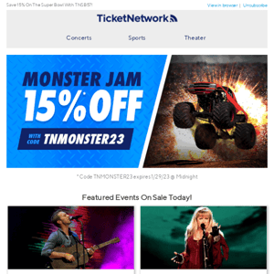 Monster Jam / Coldplay / Stevie Nicks / Super Bowl / and more!
