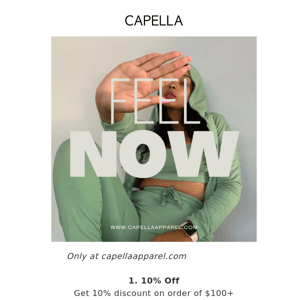 Feel Now; Shop Capella's loungewear collection