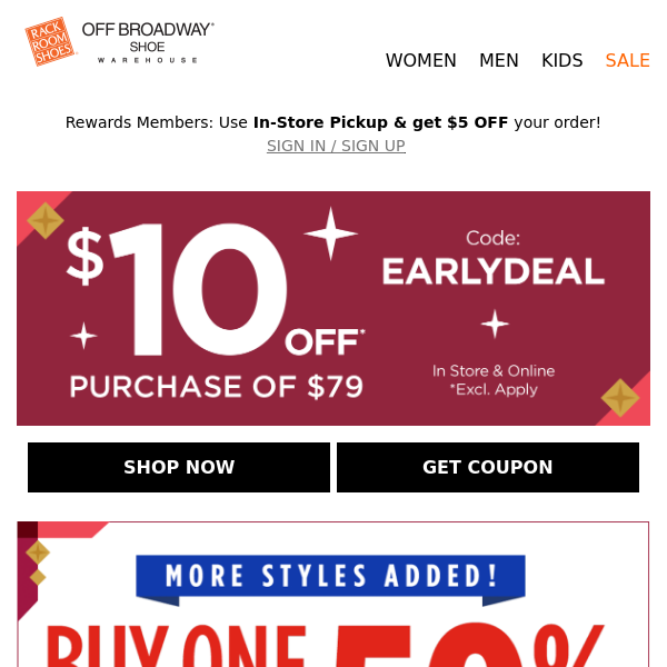 Off broadway sale shoes coupon