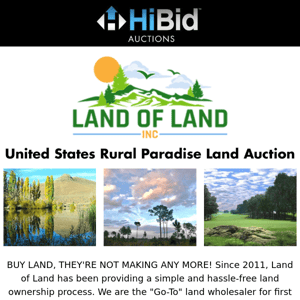 United States Rural Paradise Land Auction!