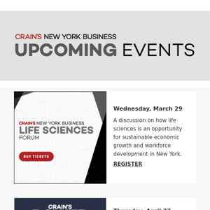 Upcoming Events: Life Sciences, Power Breakfast & More