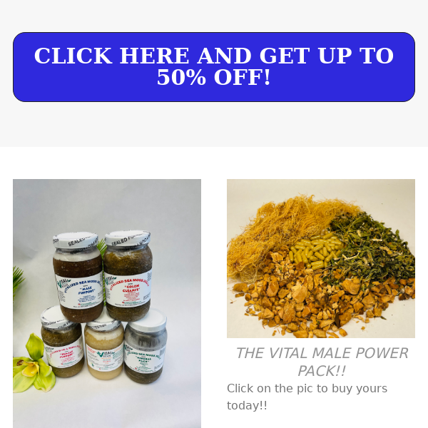50% OFF WELCOME FALL SALE! No better time to stock up on items for your "medicine chest*" Wildcrafted Herbs, Seamoss Jelly, Seamoss! Vegan skin care!!