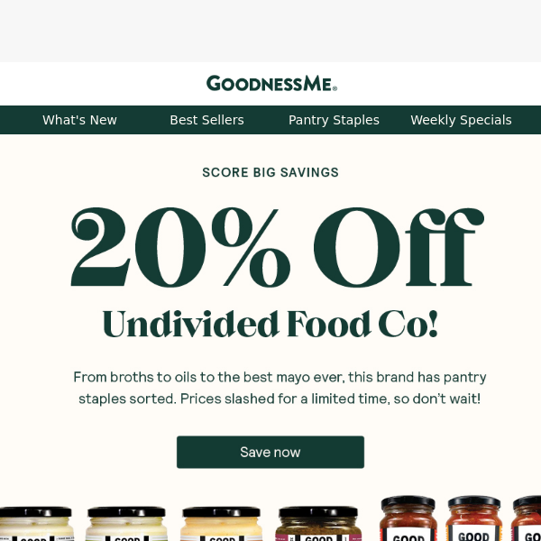 Want 20% off Undivided Food Co?