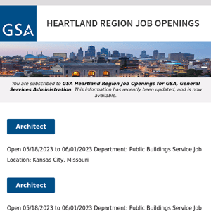 New/Current Job Opportunities in the GSA Heartland Region