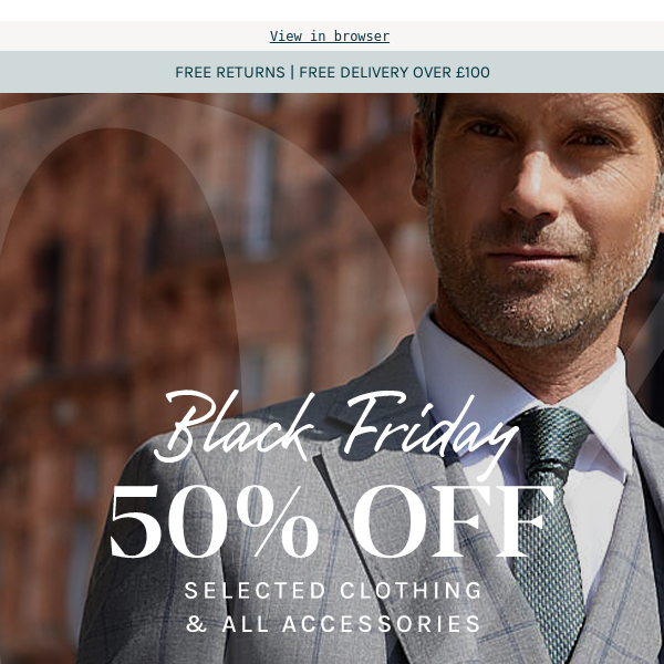 BLACK FRIDAY: 50% off selected clothing and all accessories