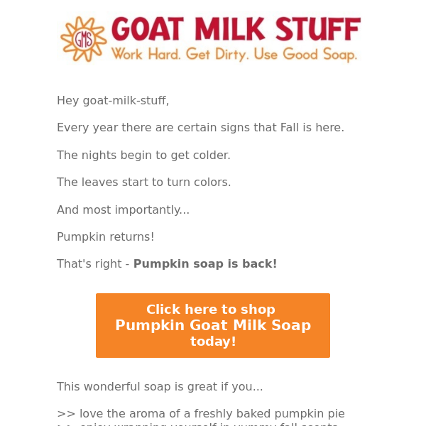 Pumpkin soap is back!