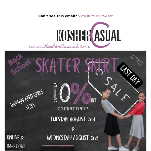 ⏰📚Last Day! Back to School Sale! 10% Off Skater and A-Line Skirts! 📚