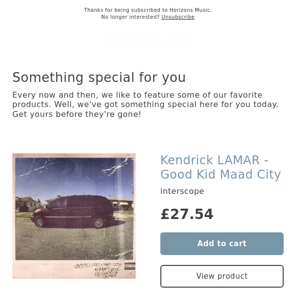 BACK IN! Kendrick LAMAR - Good Kid Maad City - Horizons Music