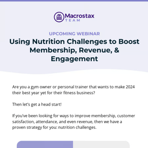 Learn how to boost memberships, revenue, & engagement with nutrition challenges