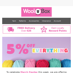 March Payday Promotion - 5% OFF Everything at WoolBox