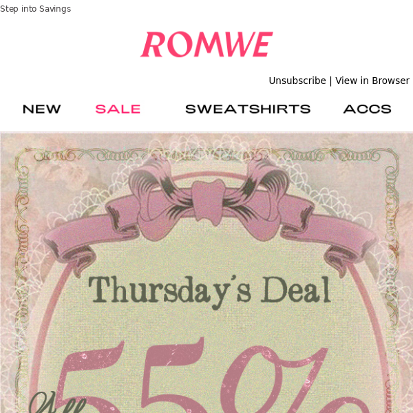 Last Chance: Grab 55% Off on All Items at ROMWE!