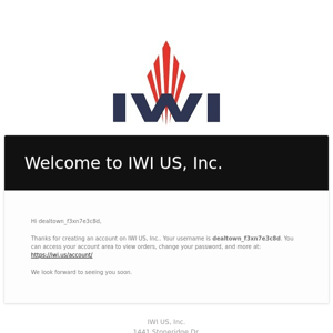 Your IWI US, Inc. account has been created!