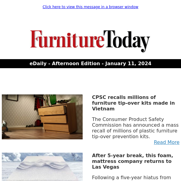 CPSC recalls millions of furniture tip-over kits made in Vietnam