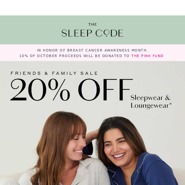 20% OFF sleep & loungewear 🌙💤☁️
