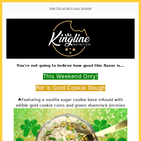 ☘️🍪Feeling Lucky? Get THIS "Pot 'o Gold" Cookie Dough Flavor + FREE Gold Spoons!