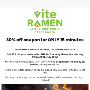 30% off FIRE SALE for ONLY 15 minutes