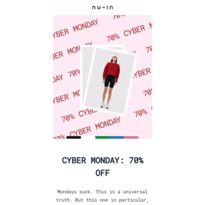 It's not over yet. 70% off on Cyber Monday! 🏃