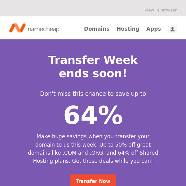 HURRY — Transfer Week Sale is almost over!