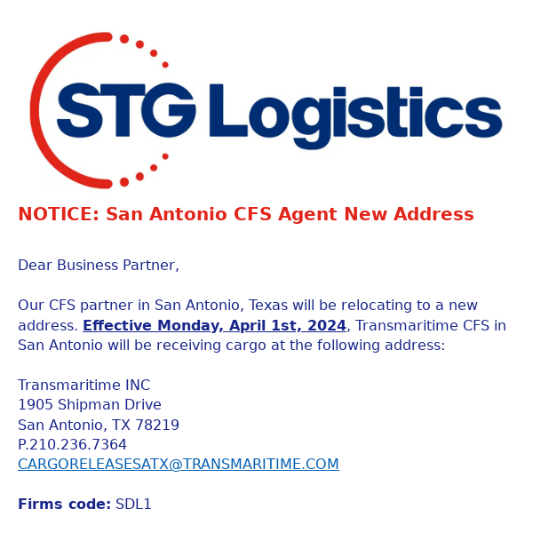 NOTICE: San Antonio CFS Agent New Address