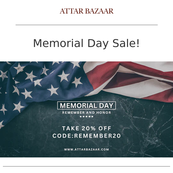 20 % OFF Memorial Day Fragrance Sale!