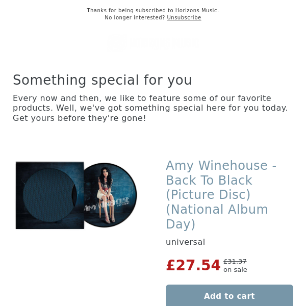 SALES PRICE! Amy Winehouse - Back To Black (Picture Disc) (National Album Day)