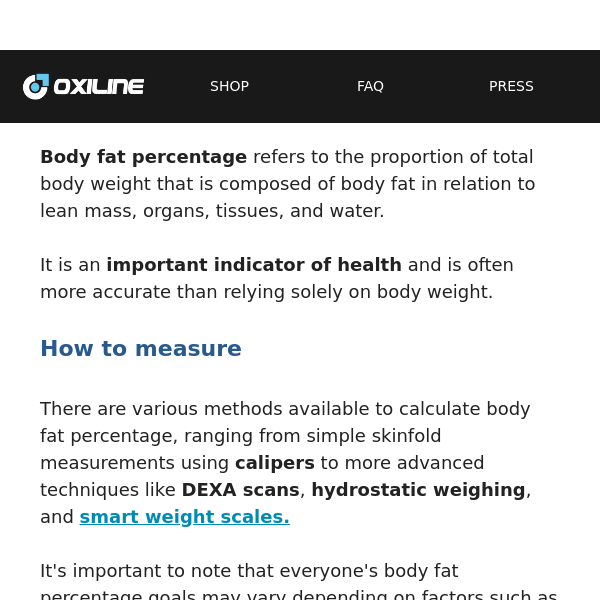 Body Composition Smart Scale - Oxiline