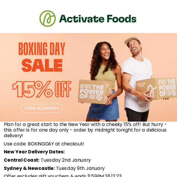 Boxing Day Sale: 15% Off
