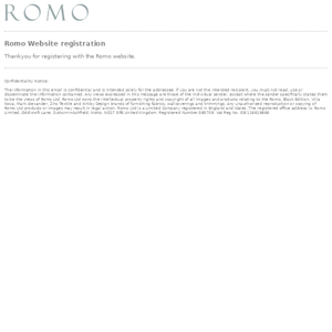 Thankyou for registering with Romo