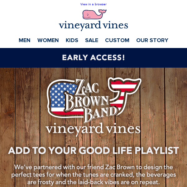 EARLY ACCESS: New Zac Brown Band Tees! - Vineyard Vines