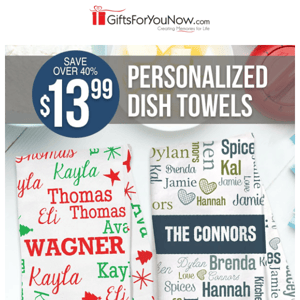 $13.99 Personalized Dish Towels | Save Over 40%