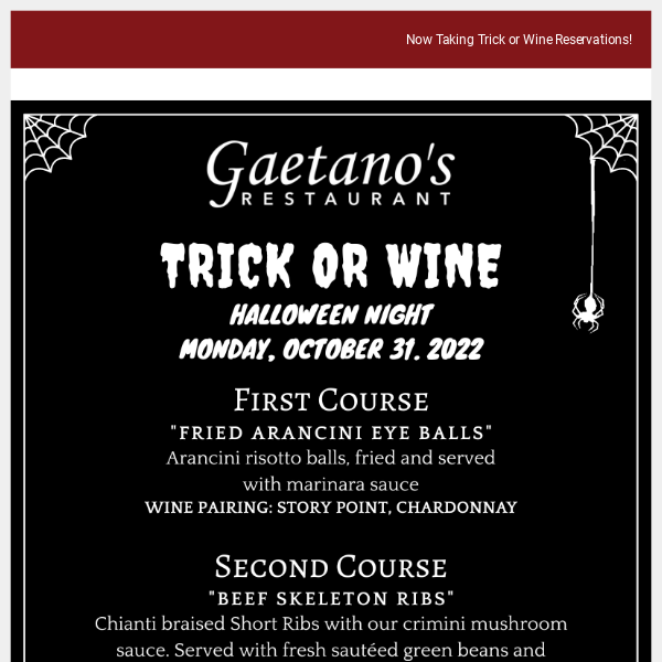 Something Spooky is Coming to Gaetano's...