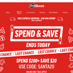 Last Chance to Spend & Save - Ends Midnight!