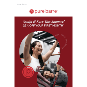 Cheers to the weekend and 22% off at Pure Barre!