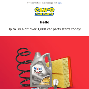 Unmissable Savings | Up To 30% Off 1,000s of Car Parts