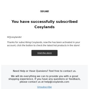 You have successfully subscribed Cosylands