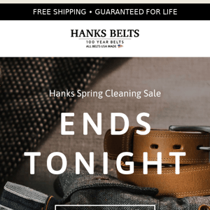 Sale Ends Tonight – Save $25 on Any Belt