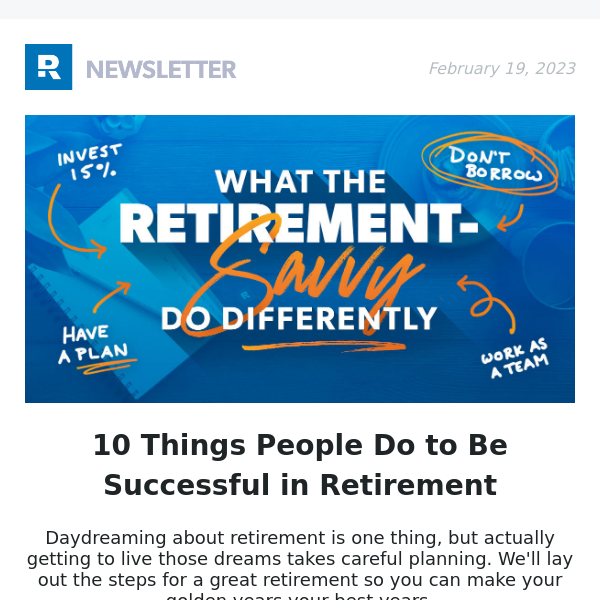 10 Things People Do to Be Successful in Retirement