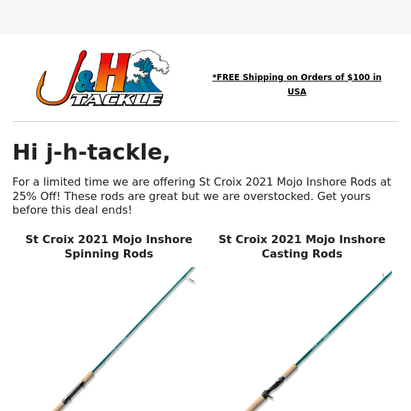 🚨 25% Off St Croix Mojo Inshore Rods Overstock Sale!Casting & Spinning  Rods! - J&H Tackle