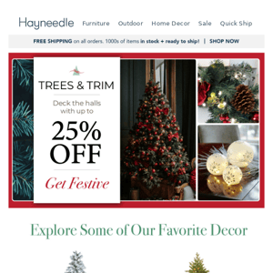 Up to 25% off holiday decor (starts now!)