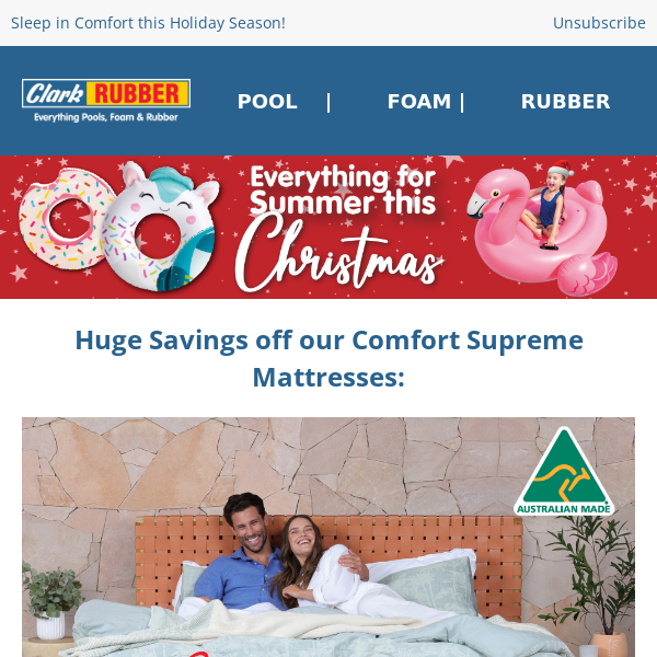 Sleep in Comfort this Holiday Season! Shop and Save on our Huge Range of Mattresses