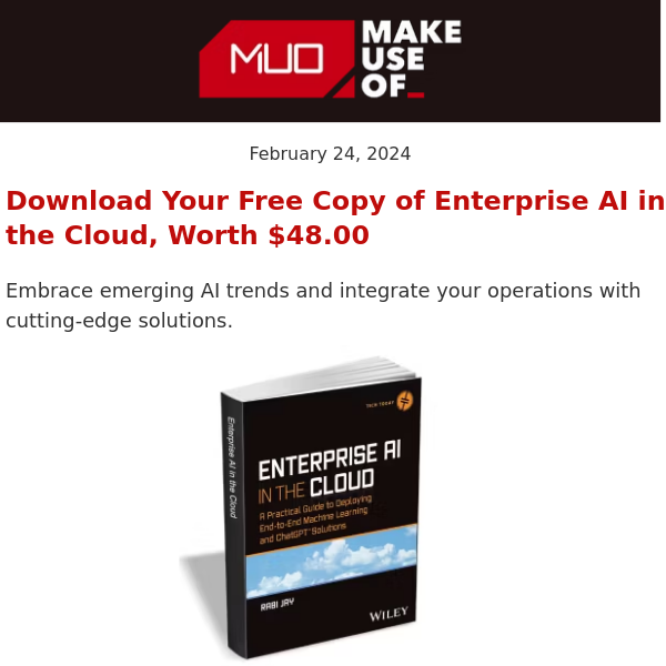 FREE EBOOK 📣 Enterprise AI in the Cloud: A Practical Guide to Deploying End-to-End Machine Learning and ChatGPT Solutions