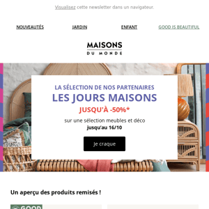 🏡 Jours Maisons: Grab Up to 50% Off on Selected Furniture and Decor 🎉