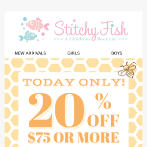 Today Only, Get 20% OFF $75+ Orders!