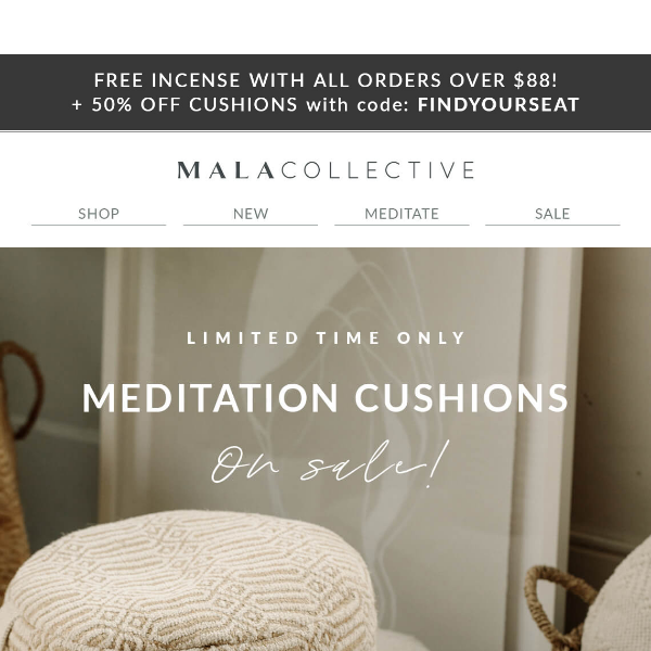 Find your Seat 🧘‍♀️ 50% off ALL meditation cushions!