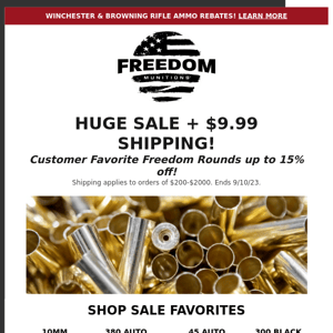 Freedom Friday! $9.99 Shipping with Freedom deals