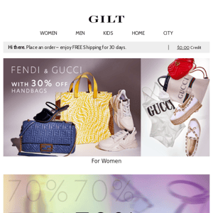 FENDI & Gucci With 30% Off Handbags | 70% Off: Today Only