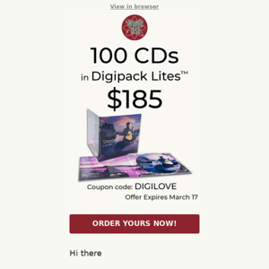 100 CDs in Digipack Lites™ - $185